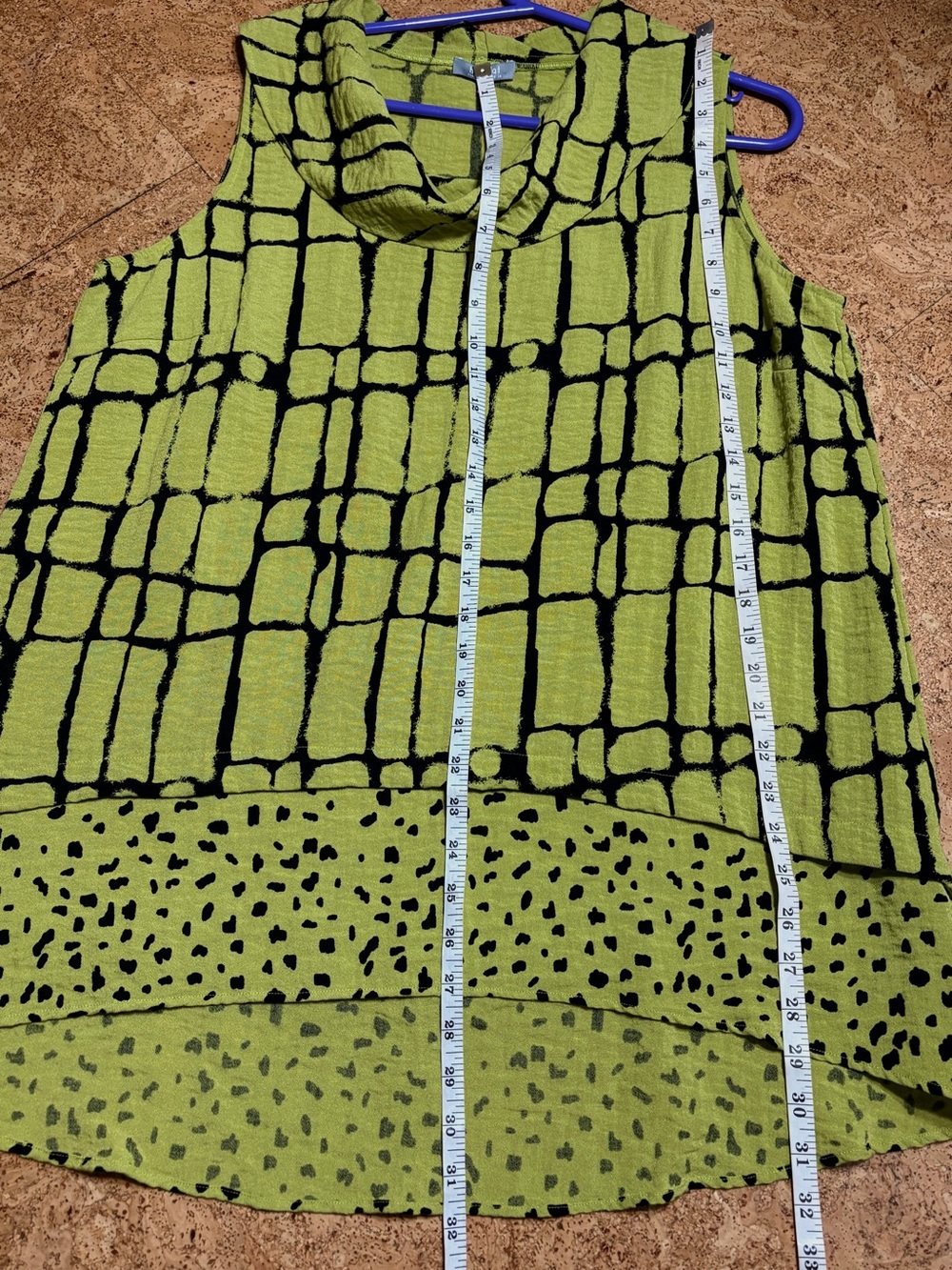 Habitat Cowl Neck Sleeveless Tunic Top In Lime Green/Black Sz L - Picture 7 of 8
